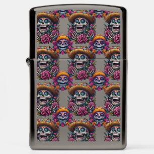 Sugar Skull Art - Vibrant Day of the Dead Zippo Lighter