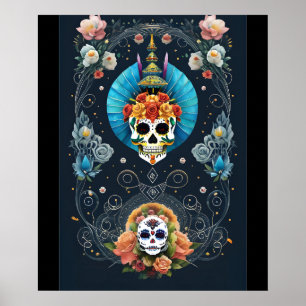 Sugar Skull Art - Vibrant Dia de los Muertos Poster