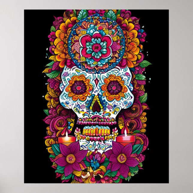 Sugar Skull Art - Vibrant Traditions of Mexico Poster (Front)