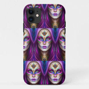 Sugar Skull Art - Woman in Makeup iPhone 11 Case