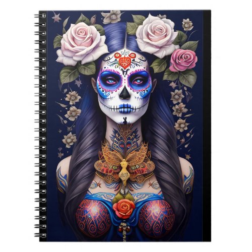 Sugar Skull Art _ Woman in Sugar Skull Makeup Notebook