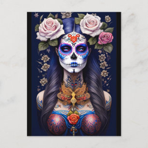 Sugar Skull Art - Woman in Sugar Skull Makeup Postcard