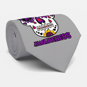 Sugar Skull/Awareness...Fibro Neck Tie