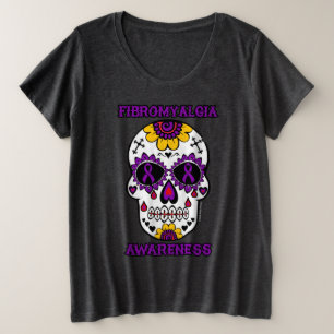 Sugar Skull/Awareness...Fibro Plus Size T-Shirt