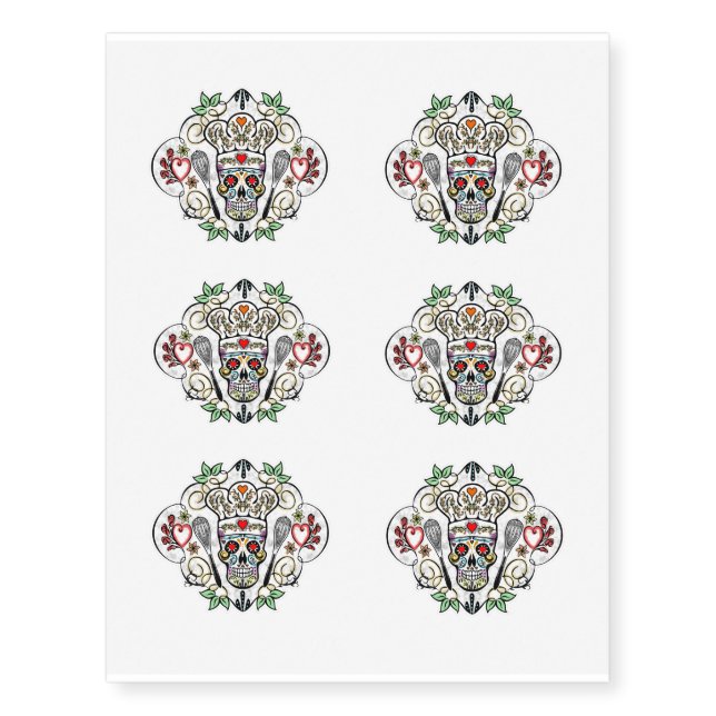 Sugar Skull Baker Temporary Tattoos (Front)