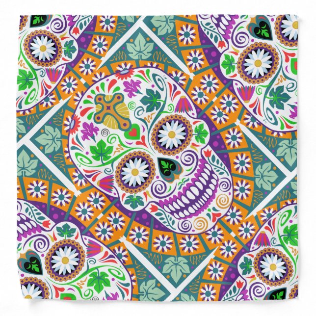 Sugar Skull Bandana for Day of the Dead (Front)
