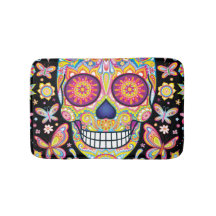 Sugar Skull Bath Mats Rugs Zazzle