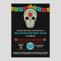 Sugar Skull Birthday, Day of the Dead, black Invitation
