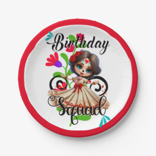 Sugar Skull Birthday Girl Paper Plates