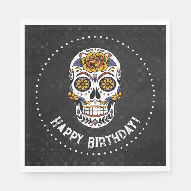 Sugar Skull Birthday Napkins (Front)