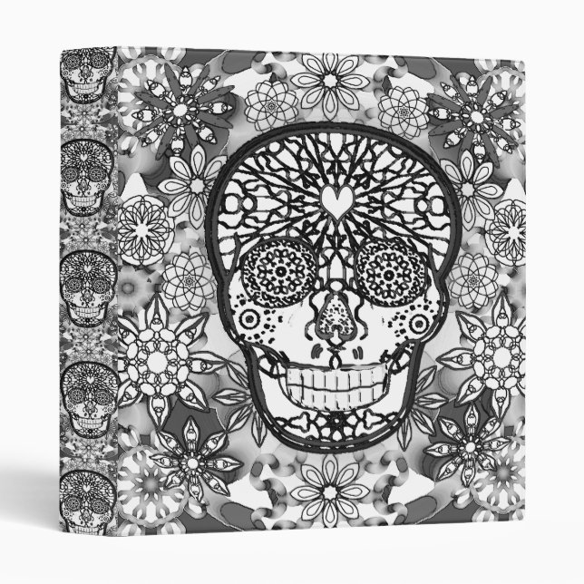 Sugar Skull Black and White Binder (Front/Spine)