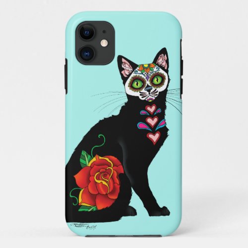 Sugar Skull Black Cat iPhone 11 Case