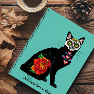 Sugar Skull Black Cat Notebook
