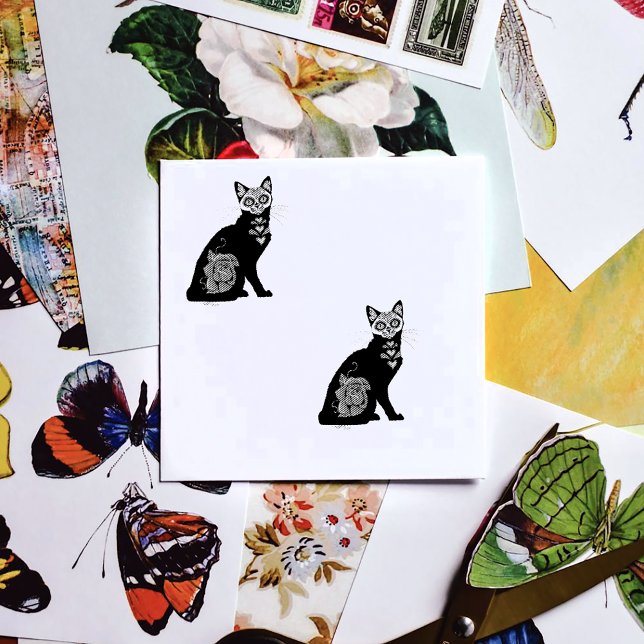 Sugar Skull Black Cat Rubber Stamp (Creator Uploaded)