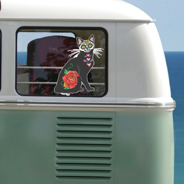 Sugar Skull Black Cat Sticker (Creator Uploaded)