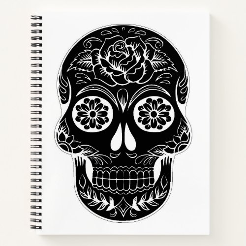 Sugar Skull Black  White Personalized Notebook