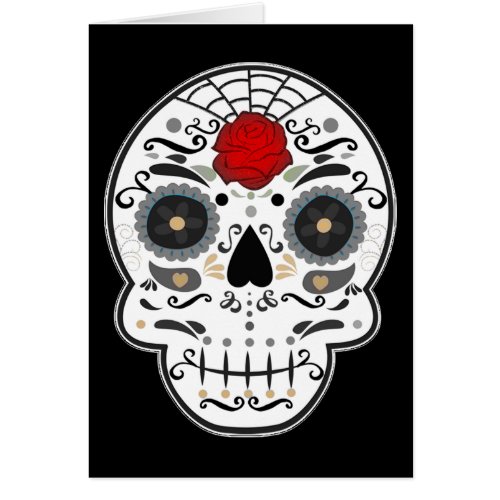 Sugar Skull Black  White Wedding Fold Card