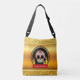 Sugar skull bloodcurdling intimidating and scary crossbody bag