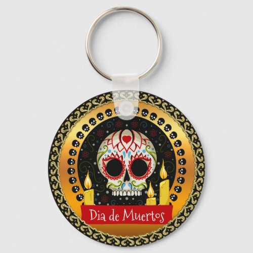 Sugar skull bloodcurdling intimidating and scary keychain