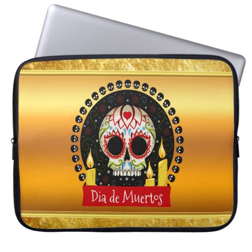 Sugar skull bloodcurdling intimidating and scary laptop sleeve