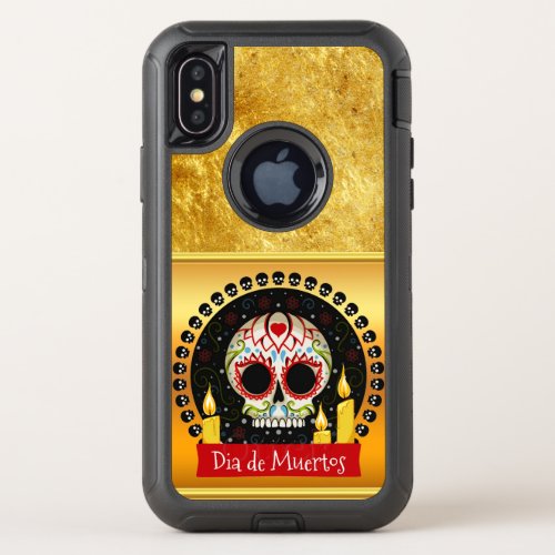 Sugar skull bloodcurdling intimidating and scary OtterBox defender iPhone x case
