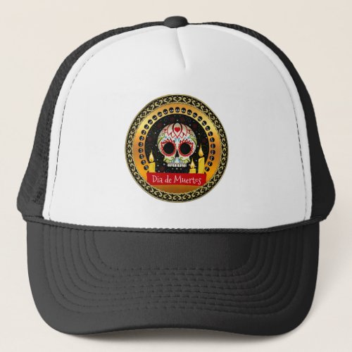Sugar skull bloodcurdling intimidating and scary trucker hat