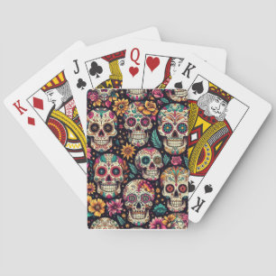 Sugar Skull Blossoms Poker Cards