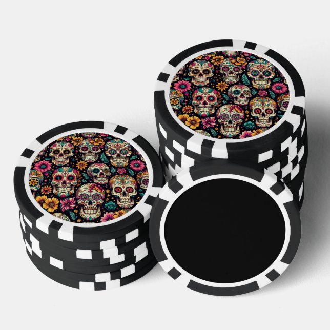 Sugar Skull Blossoms  Poker Chips (Stack)