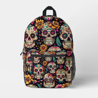 Sugar Skull Blossoms Printed Backpack