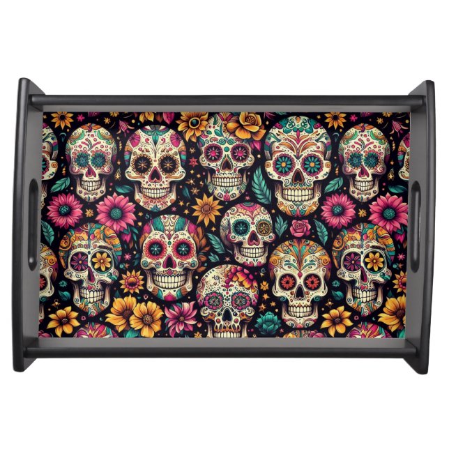 Sugar Skull Blossoms  Serving Tray (Front)