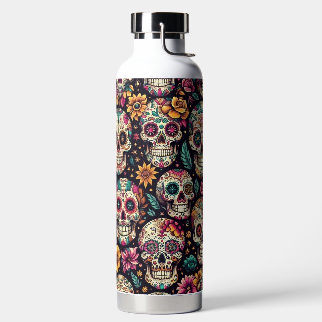 Sugar Skull Blossoms  Water Bottle (Left)