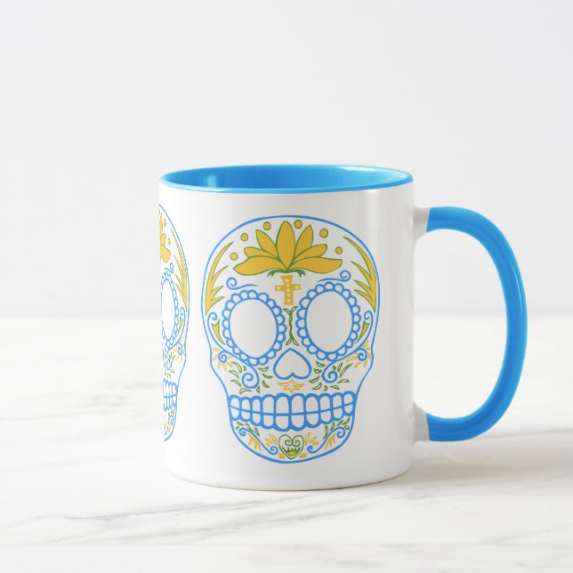 Sugar Skull (Blue/Yellow) Mug (Right)