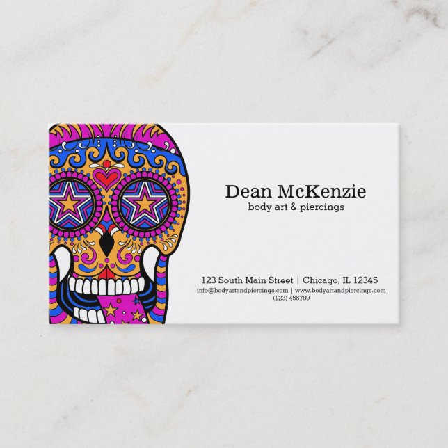 Sugar Skull body art Business Card (Front)