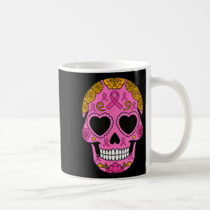 Sugar Skull Breast Cancer Awareness Nk Ribbon Cala Coffee Mug