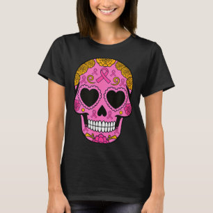 Sugar Skull Breast Cancer Awareness Nk Ribbon Cala T-Shirt
