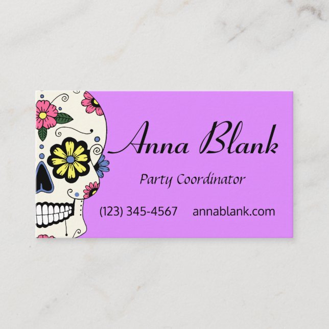 Sugar Skull Business Card Party Coordinator (Front)