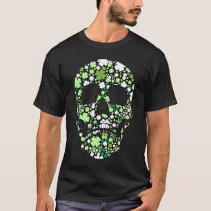 Sugar Skull C Skeleton Shamrock Irish St Saint Pat T-Shirt