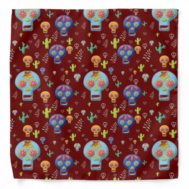 SUGAR SKULL CALAVERA BANDANA (Front)