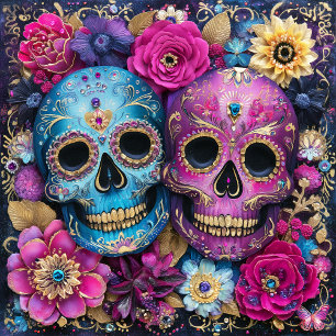 Sugar Skull Calavera Day Of The Dead Ceramic Tile
