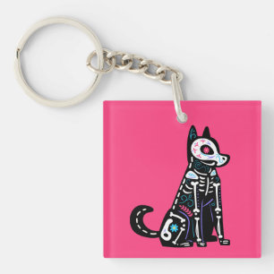 Sugar Skull Calavera Dog I Keychain