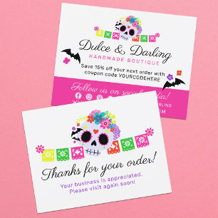 Sugar Skull Calavera Papel Picado Thank You Custom Postcard