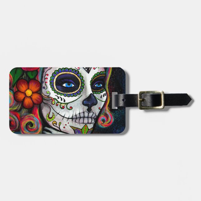 Sugar Skull Candy Luggage Tag (Front Horizontal)