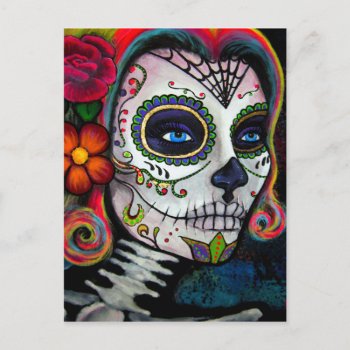 Sugar Skull Candy Postcard by CLEArtCreation27 at Zazzle