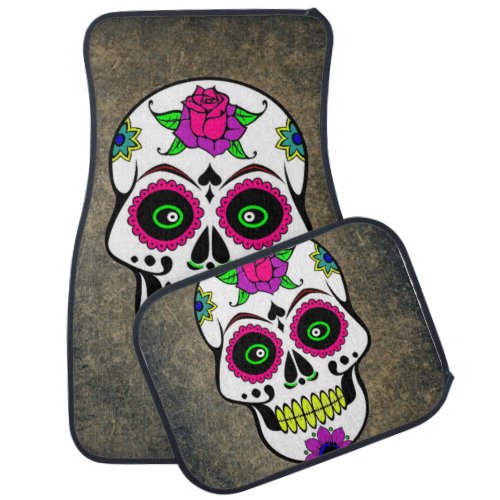 Sugar Skull Car Mats Full Set set of 4