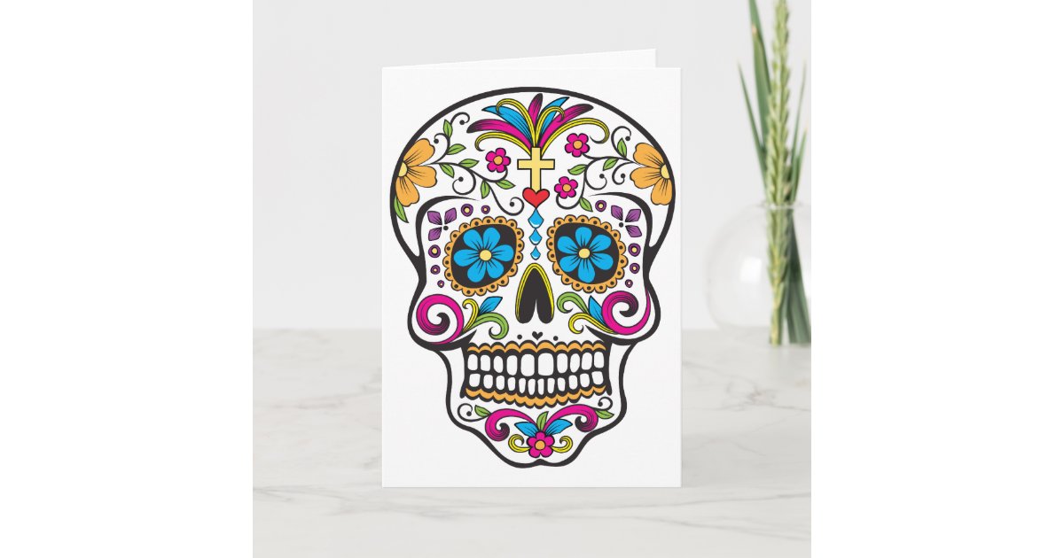 Sugar Skull Card Zazzle Sugar Skull Card Zazzle