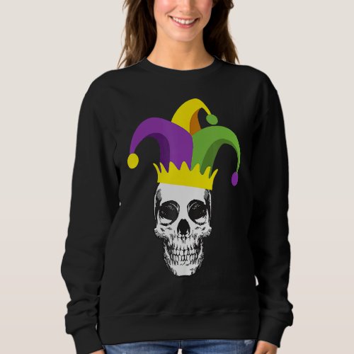 Sugar Skull Carnival Mask Jester Hat Mardi Gras  2 Sweatshirt