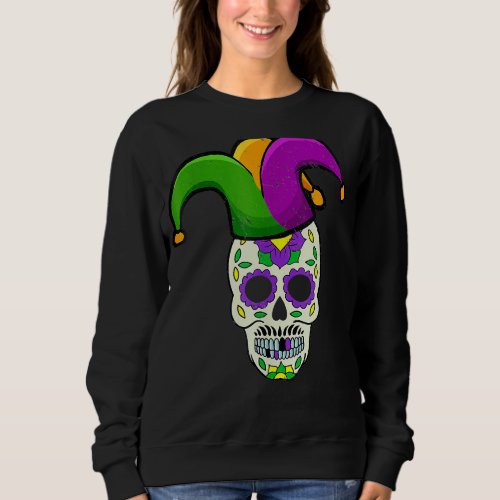 Sugar Skull Carnival Mask Jester Hat Mardi Gras  3 Sweatshirt