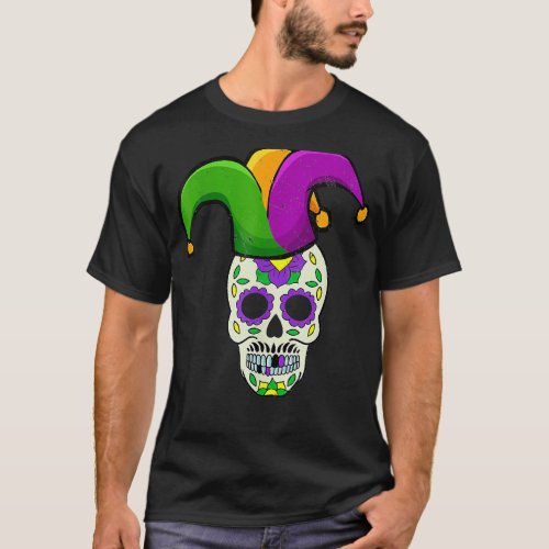 Sugar Skull Carnival Mask Jester Hat Mardi Gras  3 T_Shirt