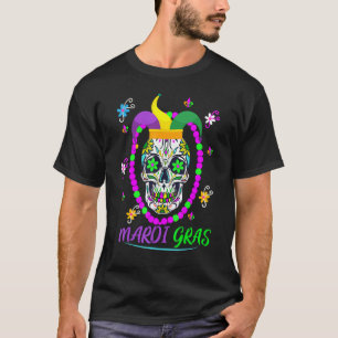Sugar Skull Carnival Mask Jester Hat Mardi Gras 3 T-Shirt