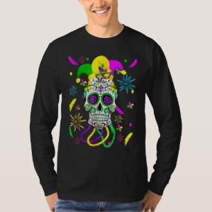 Sugar Skull Carnival Mask Jester Hat Mardi Gras Gi T-Shirt